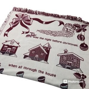 Woven Tapestry Throw Blanket Cotton 47x70" Christmas Holiday
